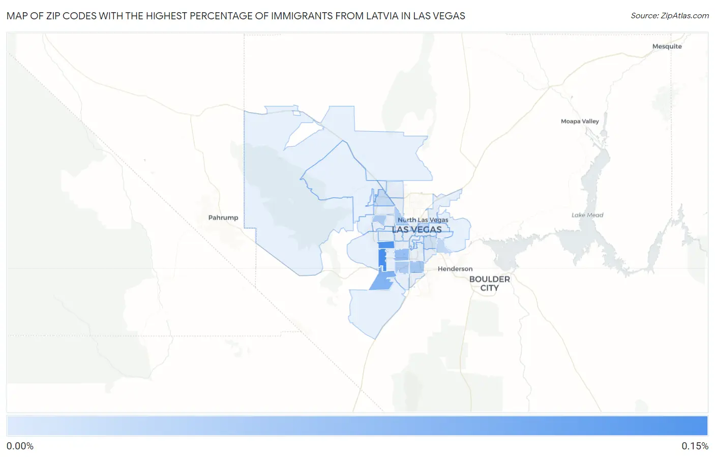 Zip Codes with the Highest Percentage of Immigrants from Latvia in Las Vegas Map