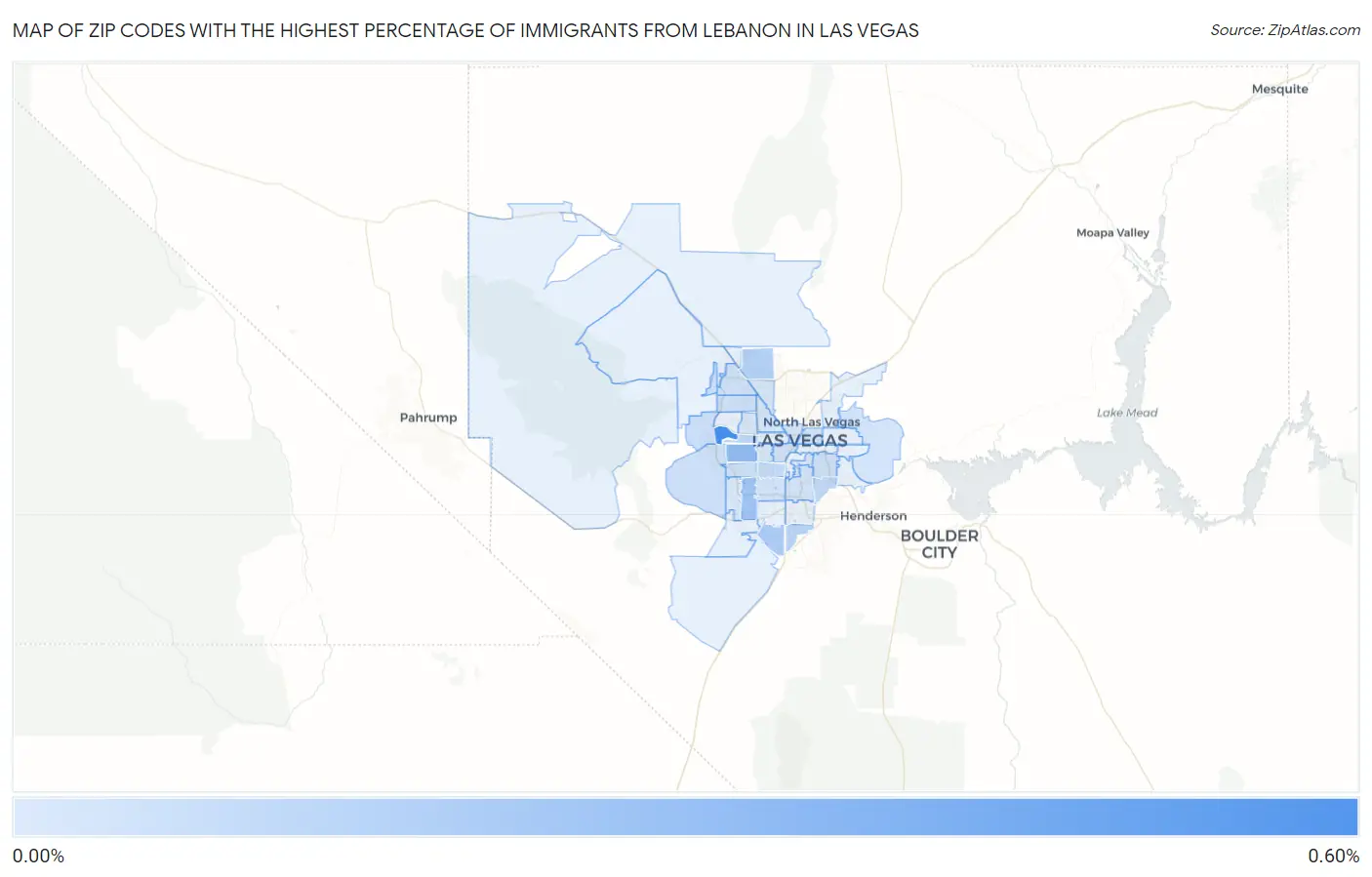 Zip Codes with the Highest Percentage of Immigrants from Lebanon in Las Vegas Map