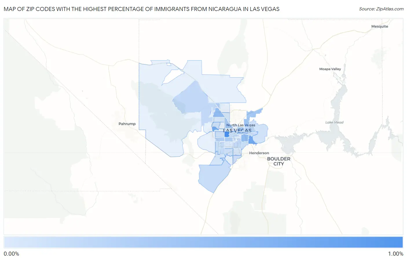 Zip Codes with the Highest Percentage of Immigrants from Nicaragua in Las Vegas Map