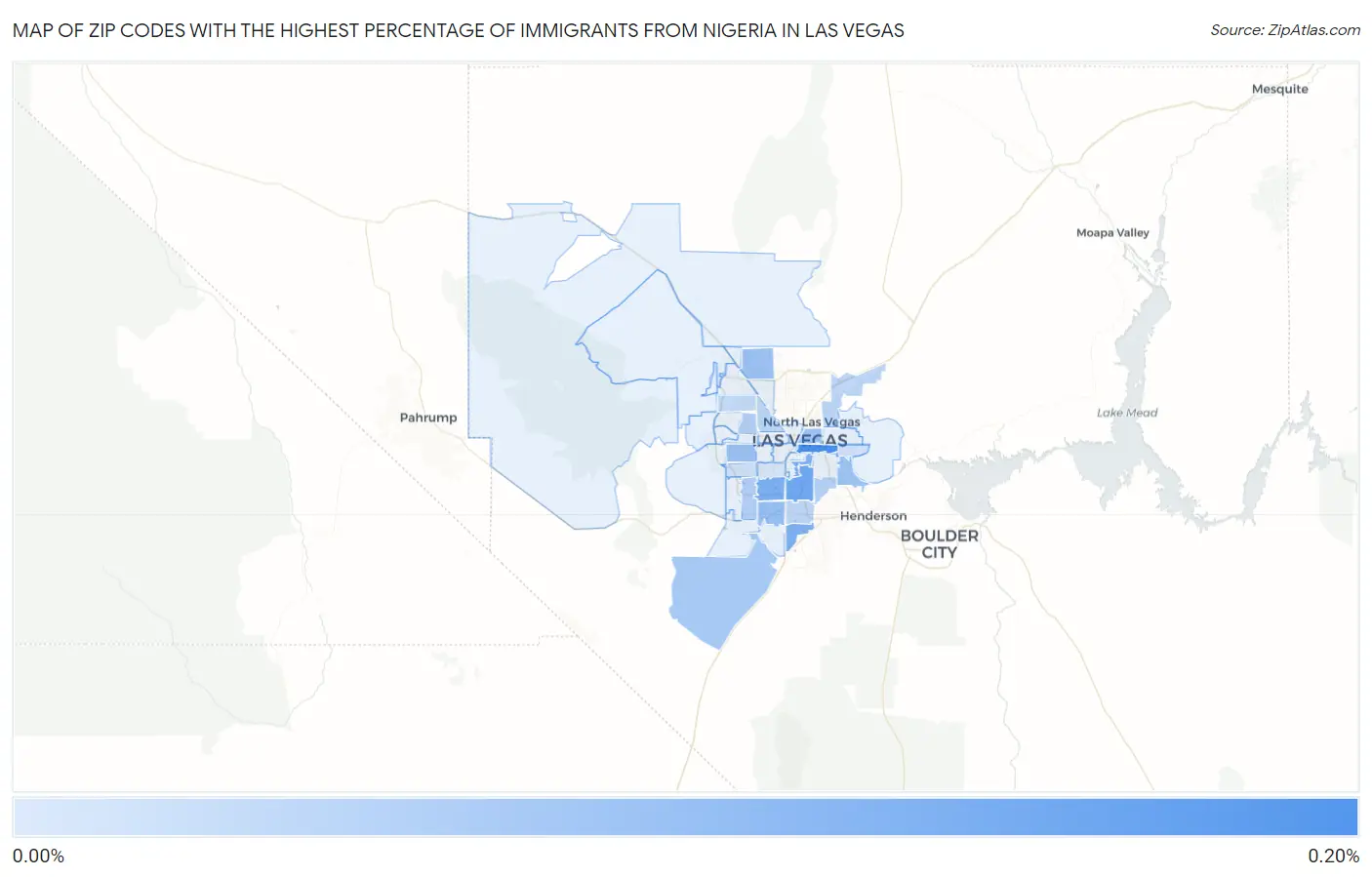 Zip Codes with the Highest Percentage of Immigrants from Nigeria in Las Vegas Map