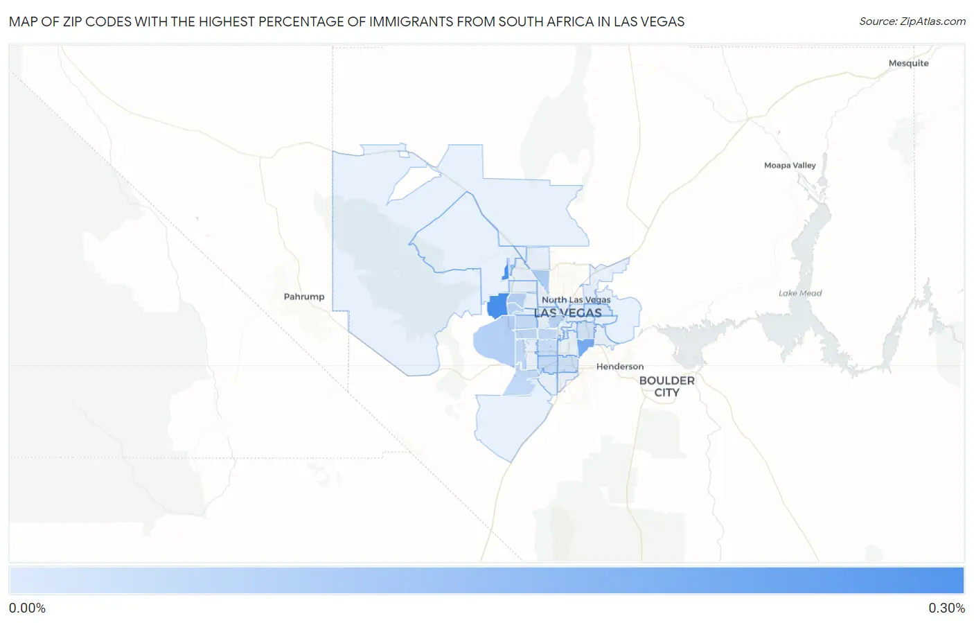 Zip Codes with the Highest Percentage of Immigrants from South Africa in Las Vegas Map