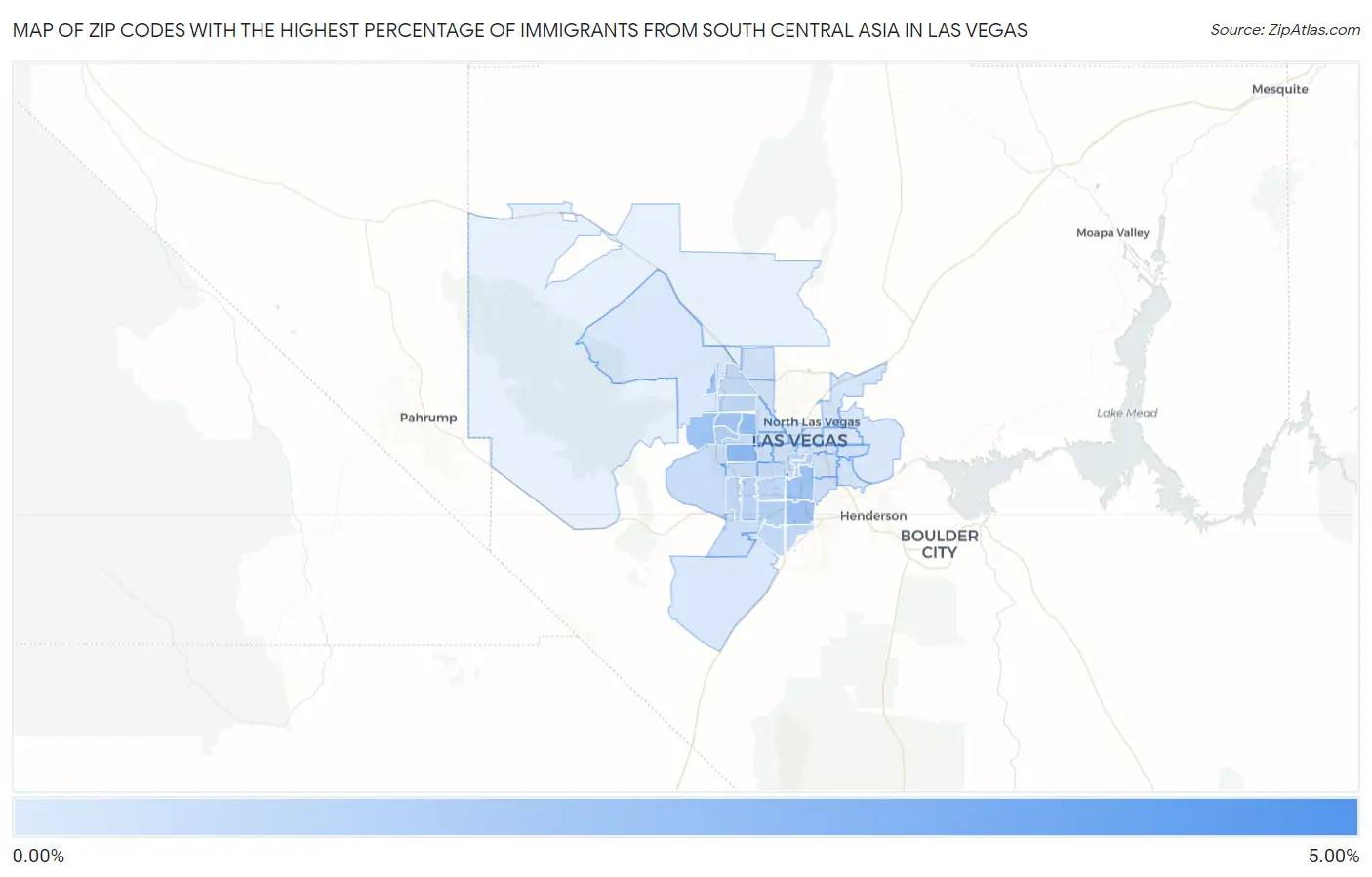 Zip Codes with the Highest Percentage of Immigrants from South Central Asia in Las Vegas Map