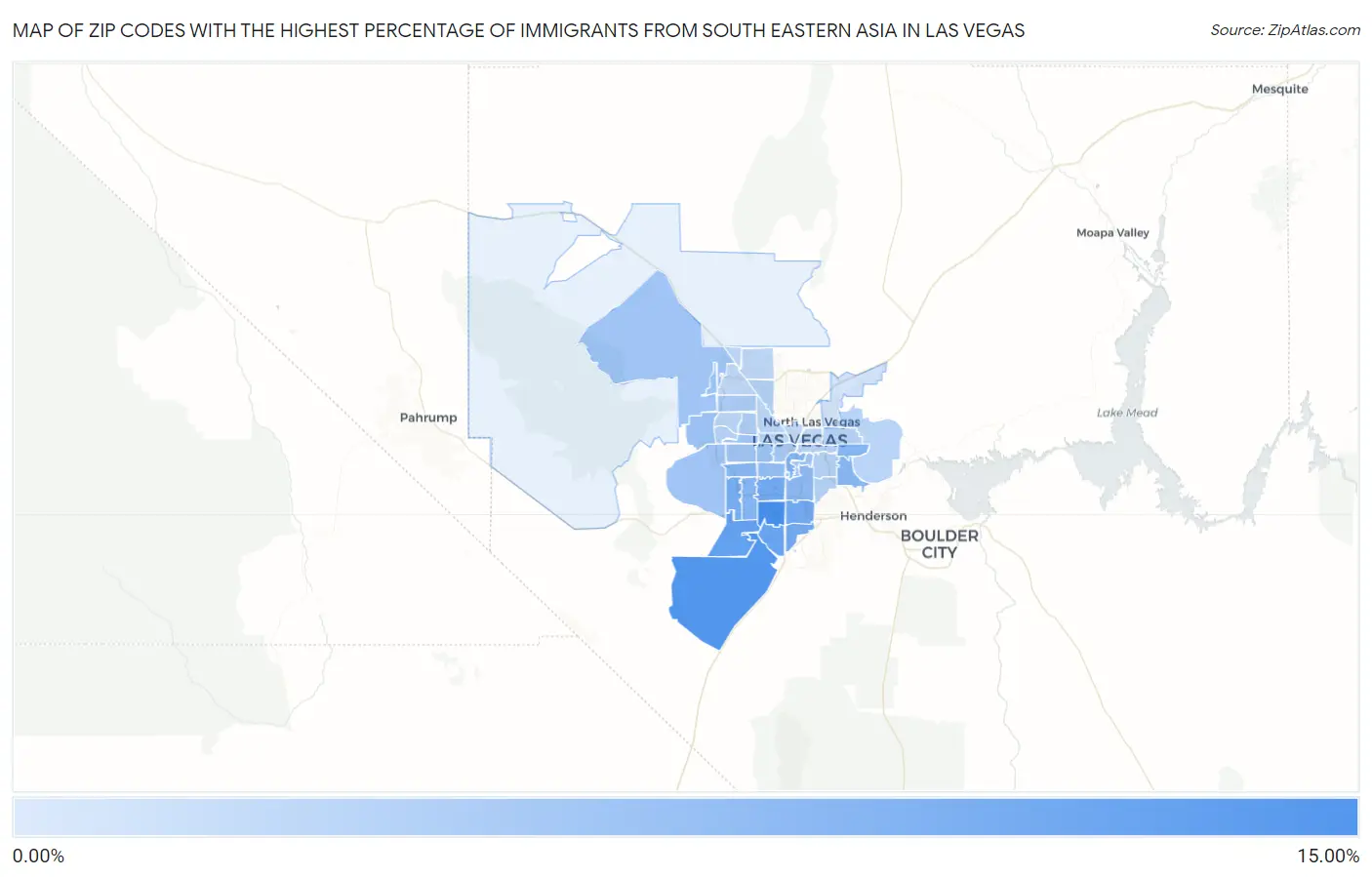 Zip Codes with the Highest Percentage of Immigrants from South Eastern Asia in Las Vegas Map