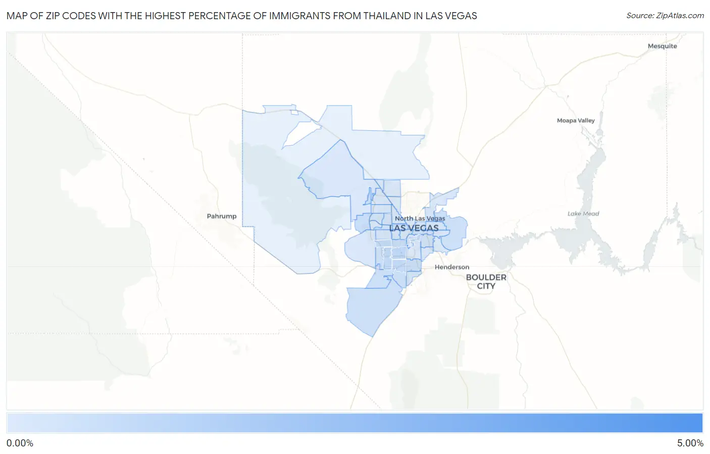 Zip Codes with the Highest Percentage of Immigrants from Thailand in Las Vegas Map