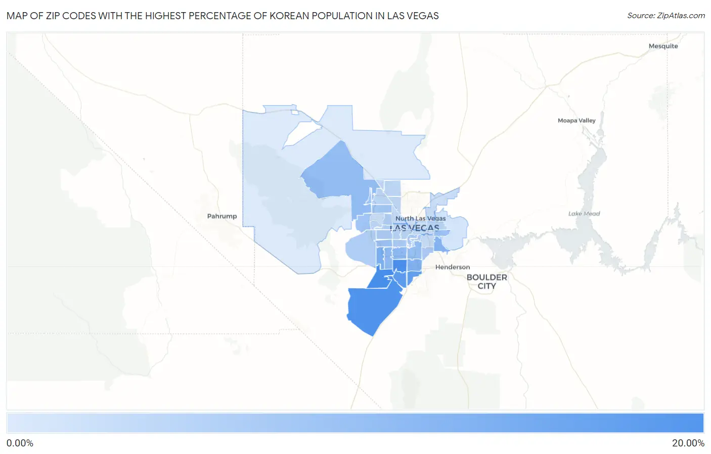 Zip Codes with the Highest Percentage of Korean Population in Las Vegas Map