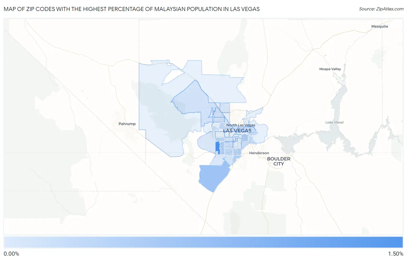 Zip Codes with the Highest Percentage of Malaysian Population in Las Vegas Map