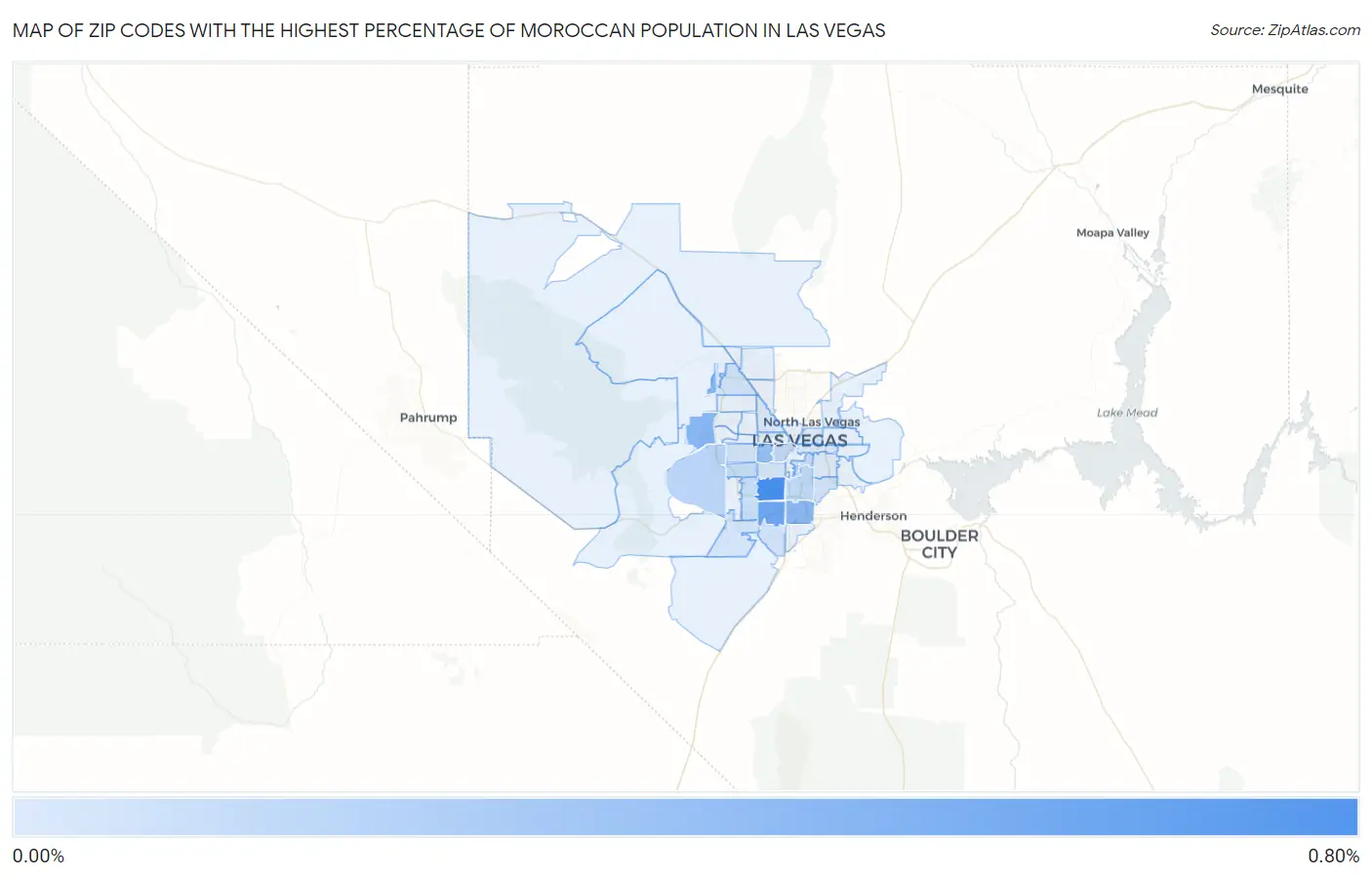 Zip Codes with the Highest Percentage of Moroccan Population in Las Vegas Map