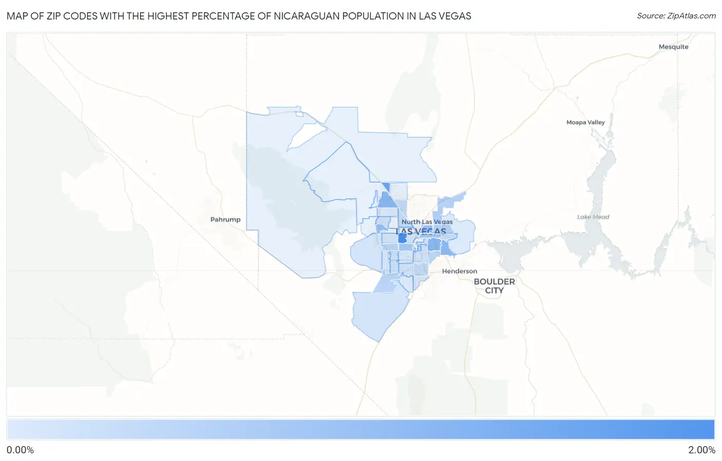 Zip Codes with the Highest Percentage of Nicaraguan Population in Las Vegas Map