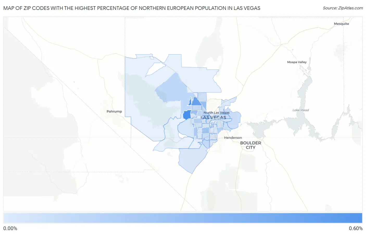Zip Codes with the Highest Percentage of Northern European Population in Las Vegas Map