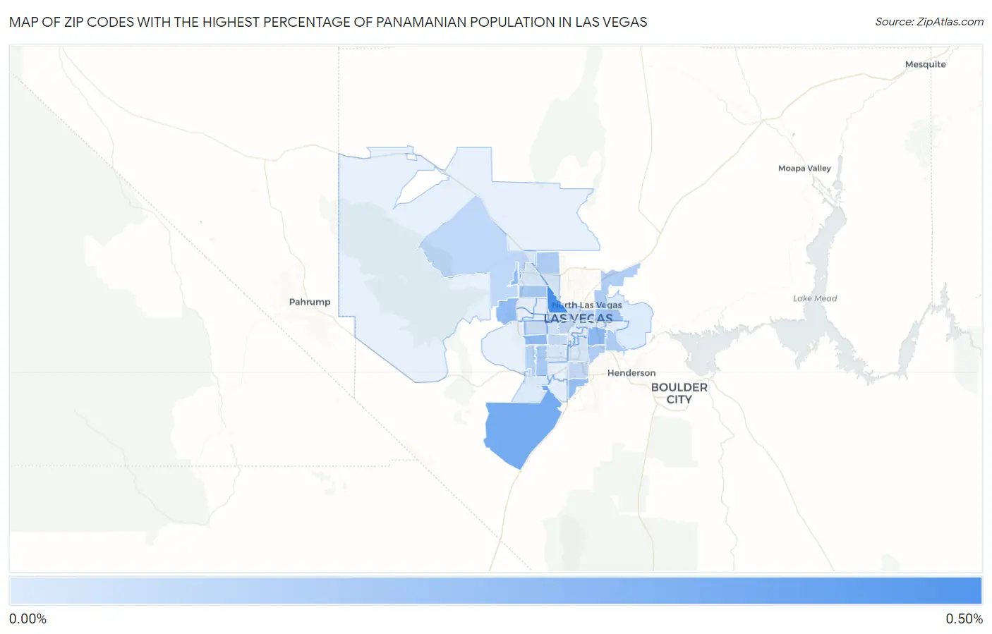 Zip Codes with the Highest Percentage of Panamanian Population in Las Vegas Map
