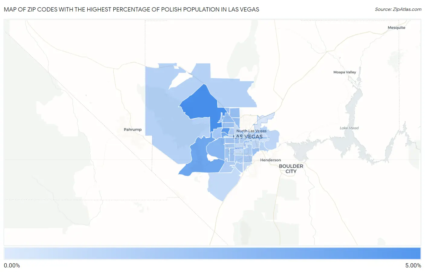 Zip Codes with the Highest Percentage of Polish Population in Las Vegas Map