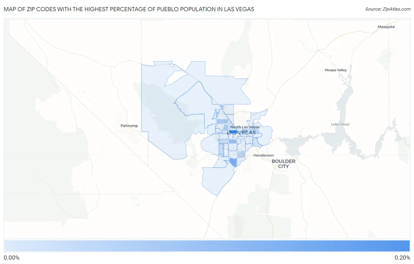Zip Codes with the Highest Percentage of Pueblo Population in Las Vegas Map