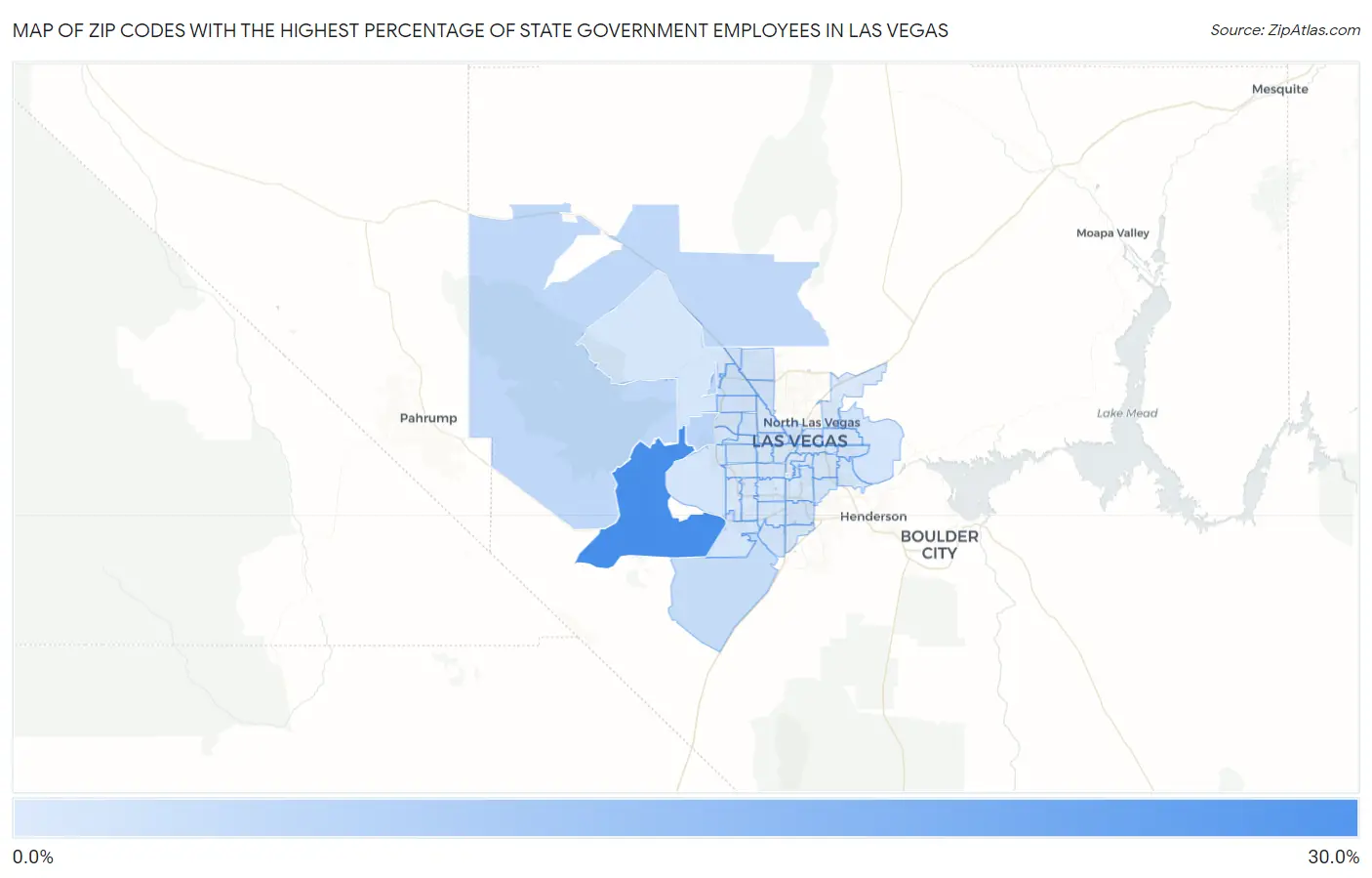 Zip Codes with the Highest Percentage of State Government Employees in Las Vegas Map