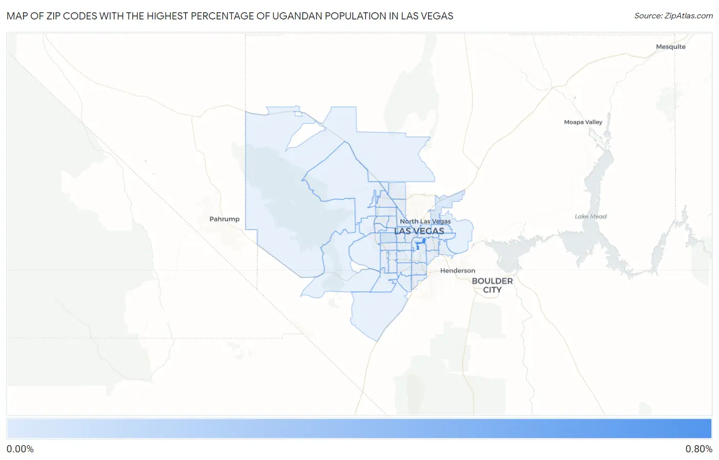 Zip Codes with the Highest Percentage of Ugandan Population in Las Vegas Map
