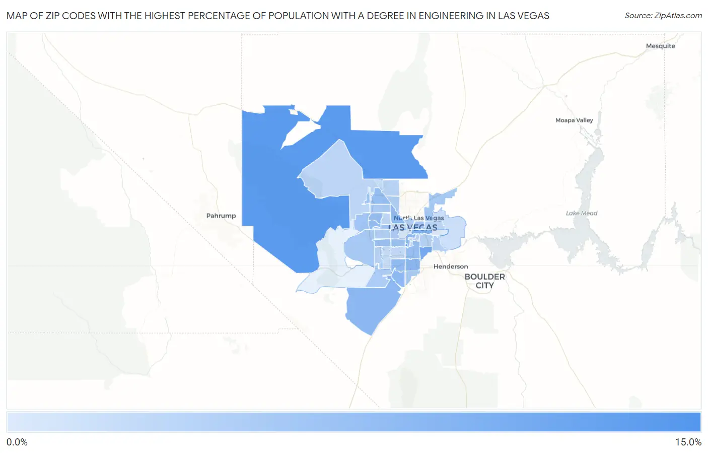 Zip Codes with the Highest Percentage of Population with a Degree in Engineering in Las Vegas Map
