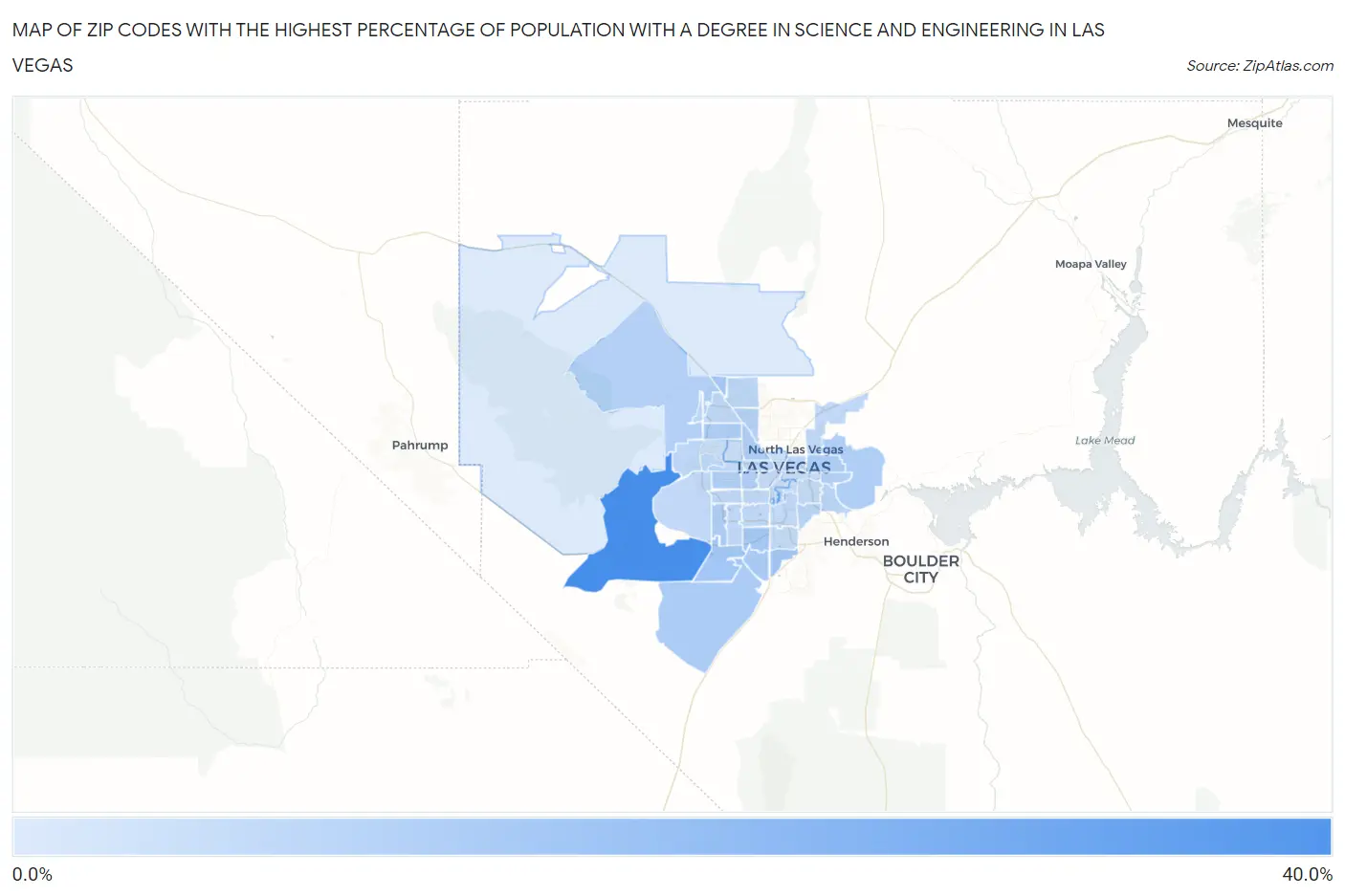 Zip Codes with the Highest Percentage of Population with a Degree in Science and Engineering in Las Vegas Map