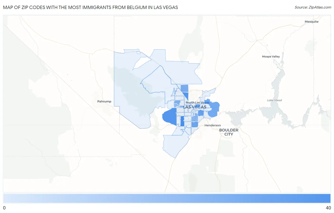 Zip Codes with the Most Immigrants from Belgium in Las Vegas Map