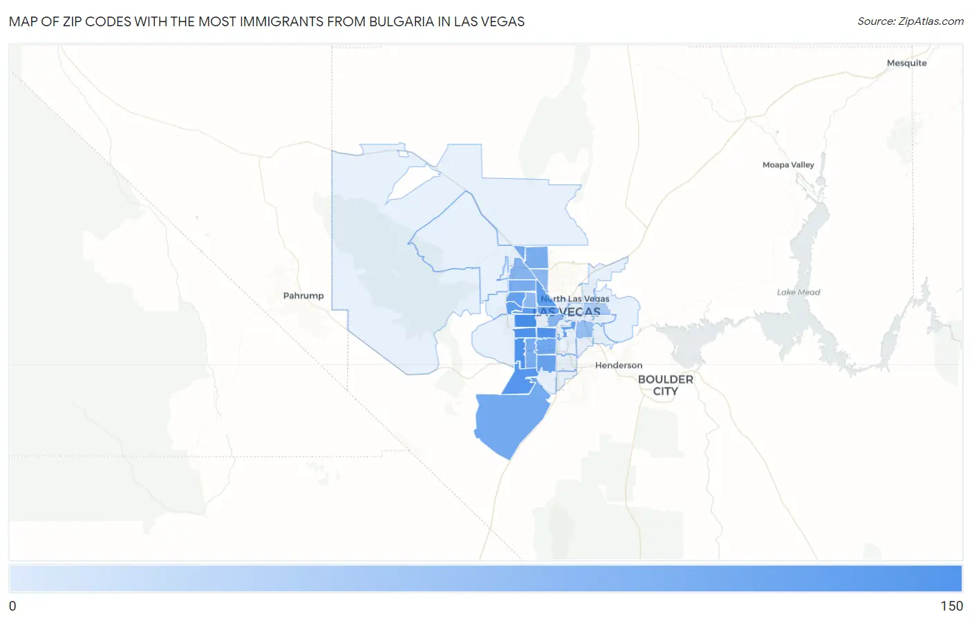 Zip Codes with the Most Immigrants from Bulgaria in Las Vegas Map