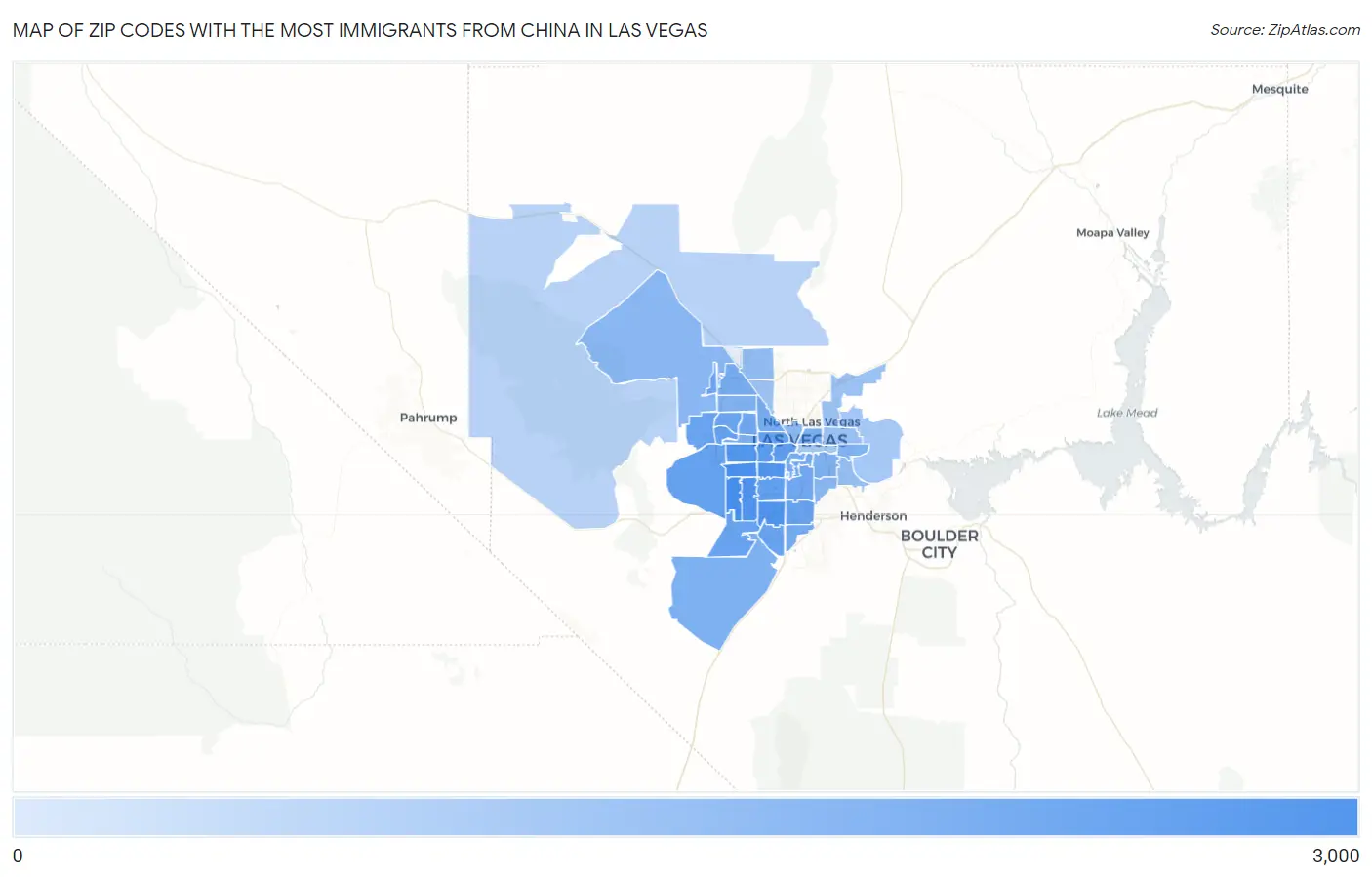 Zip Codes with the Most Immigrants from China in Las Vegas Map