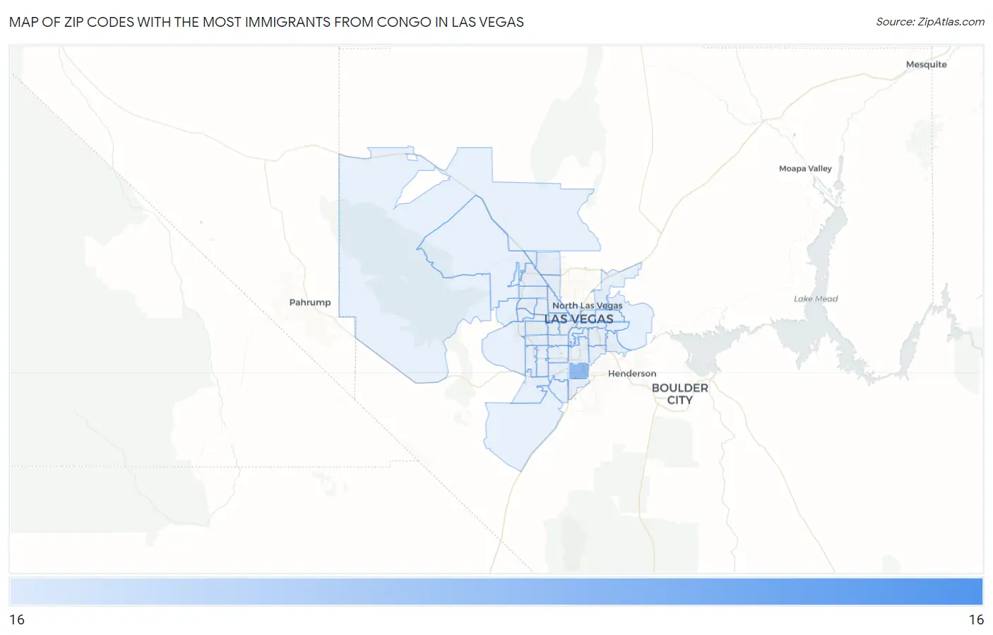 Zip Codes with the Most Immigrants from Congo in Las Vegas Map