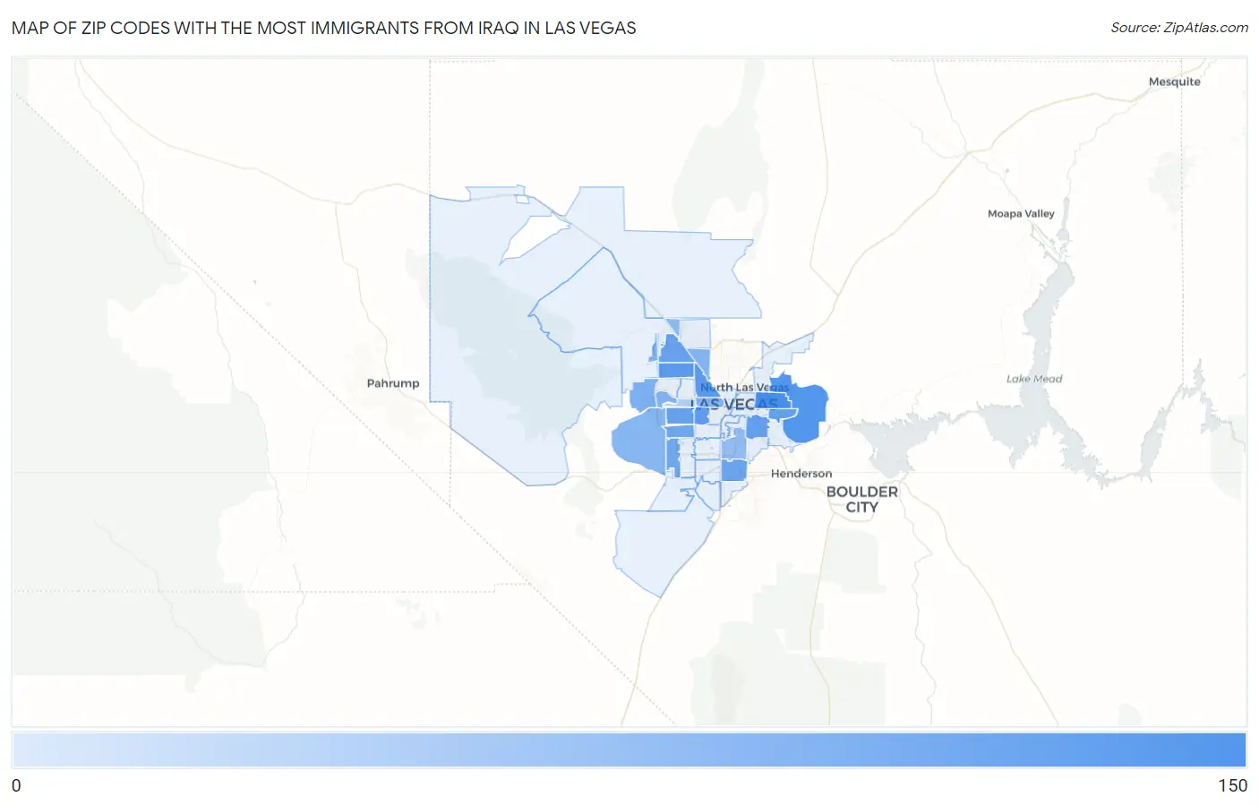 Zip Codes with the Most Immigrants from Iraq in Las Vegas Map