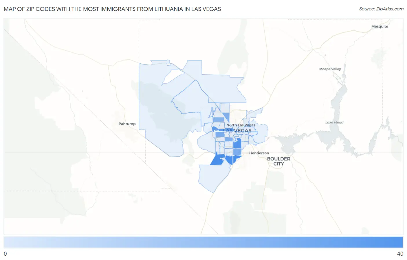 Zip Codes with the Most Immigrants from Lithuania in Las Vegas Map