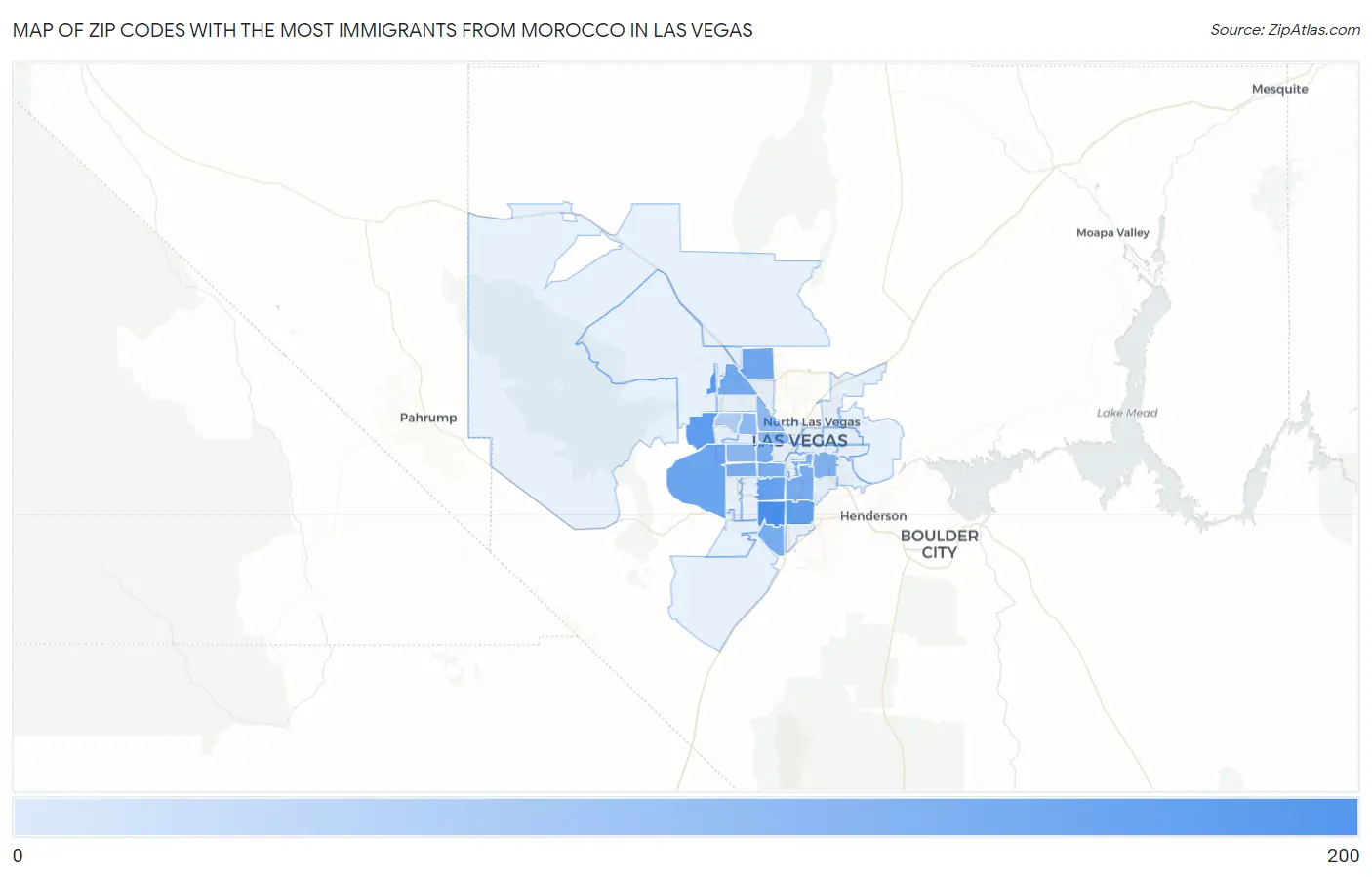 Zip Codes with the Most Immigrants from Morocco in Las Vegas Map