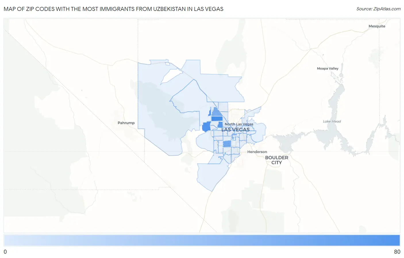 Zip Codes with the Most Immigrants from Uzbekistan in Las Vegas Map