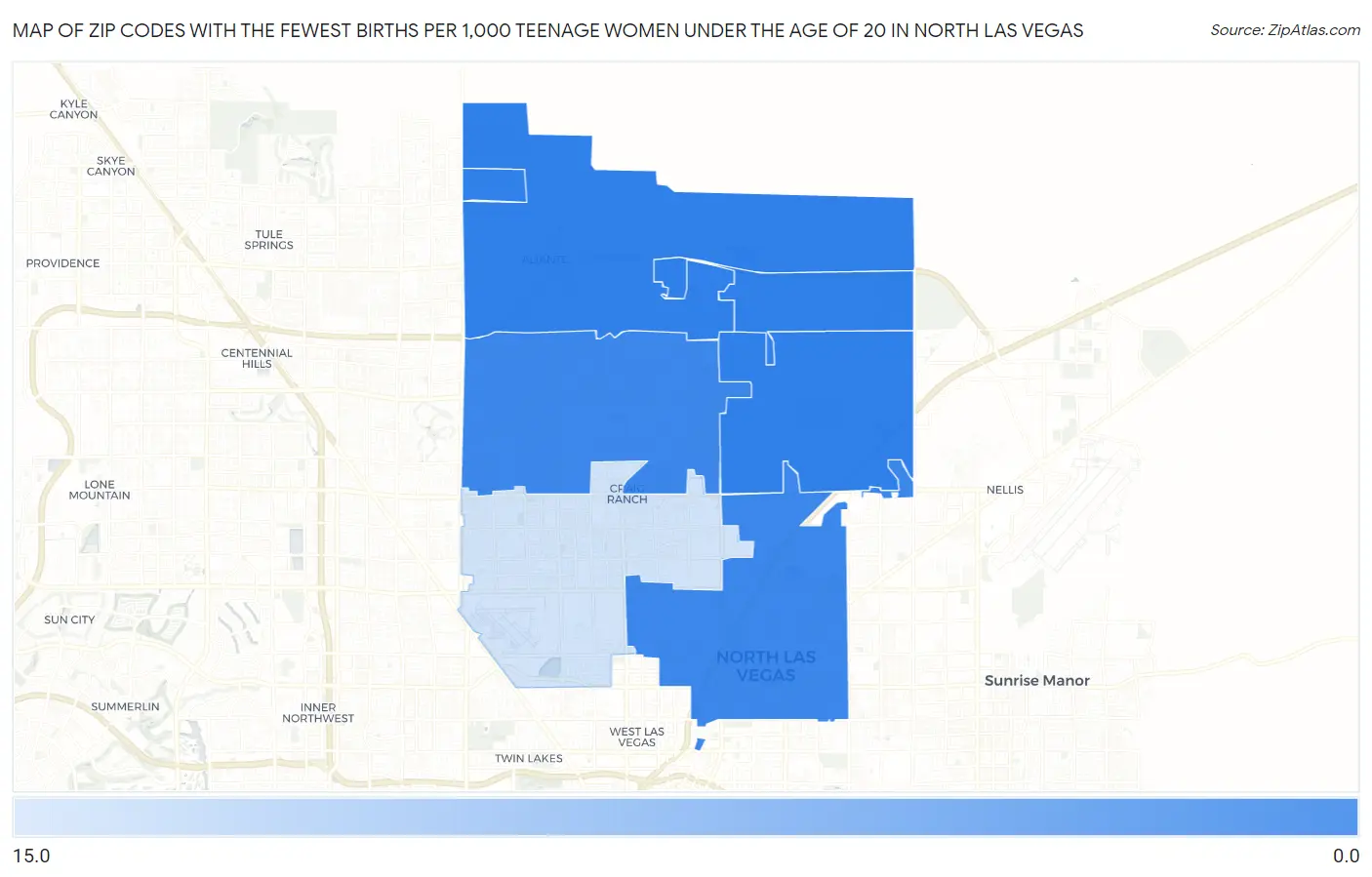Zip Codes with the Fewest Births per 1,000 Teenage Women Under the Age of 20 in North Las Vegas Map