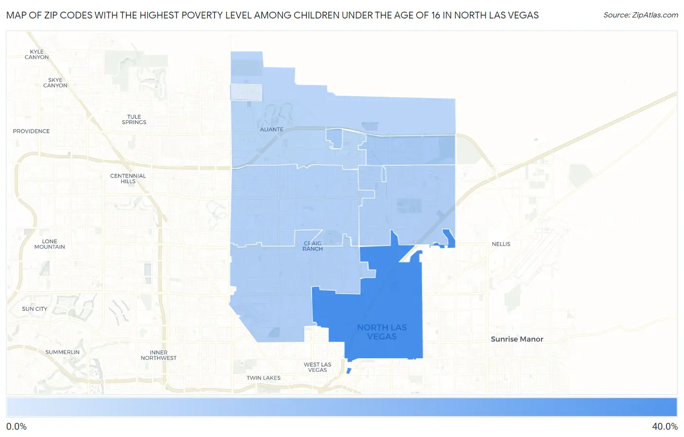Zip Codes with the Highest Poverty Level Among Children Under the Age of 16 in North Las Vegas Map