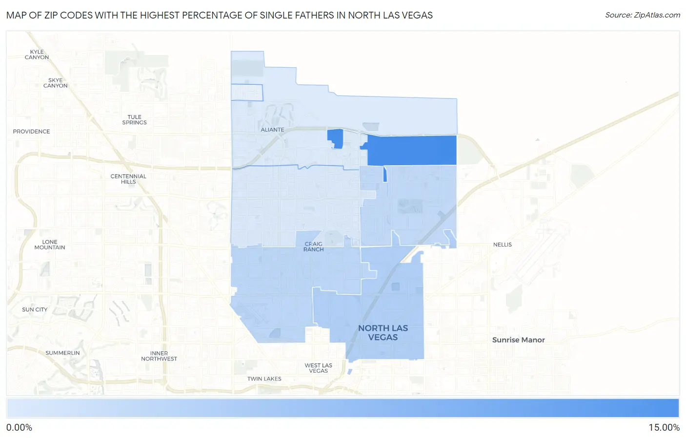 Zip Codes with the Highest Percentage of Single Fathers in North Las Vegas Map