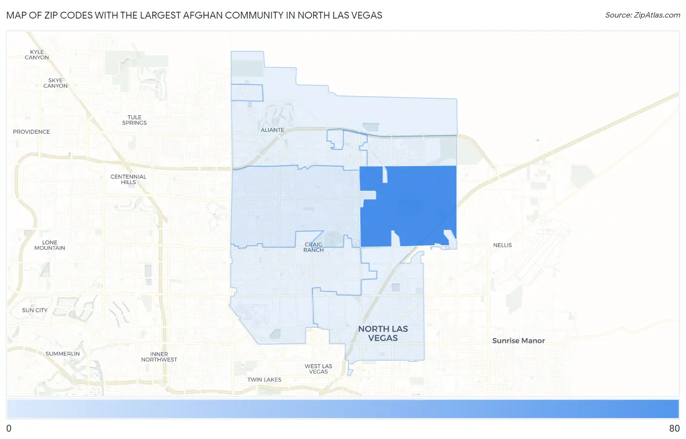 Zip Codes with the Largest Afghan Community in North Las Vegas Map