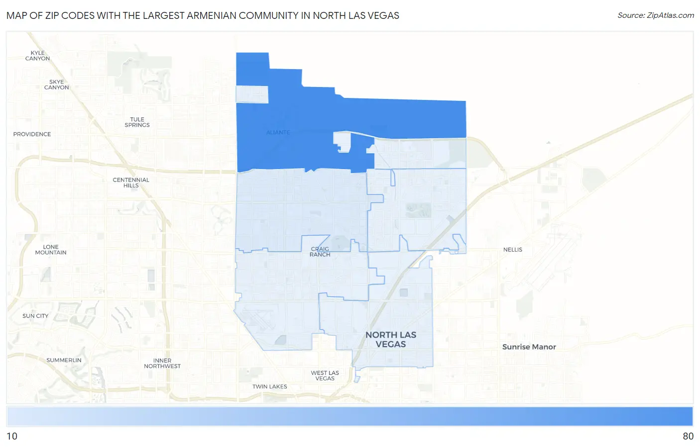 Zip Codes with the Largest Armenian Community in North Las Vegas Map
