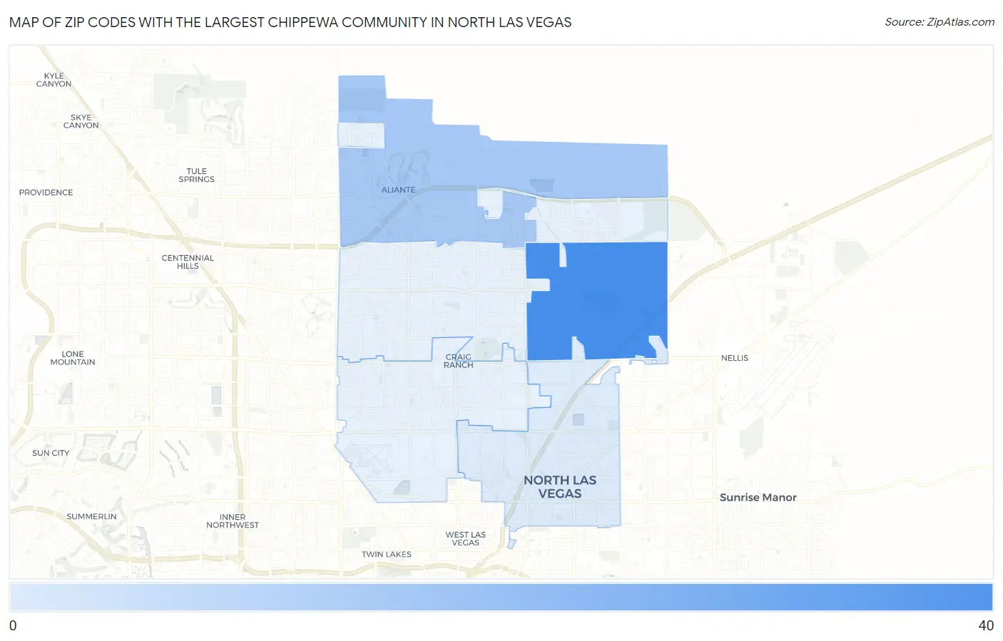 Zip Codes with the Largest Chippewa Community in North Las Vegas Map