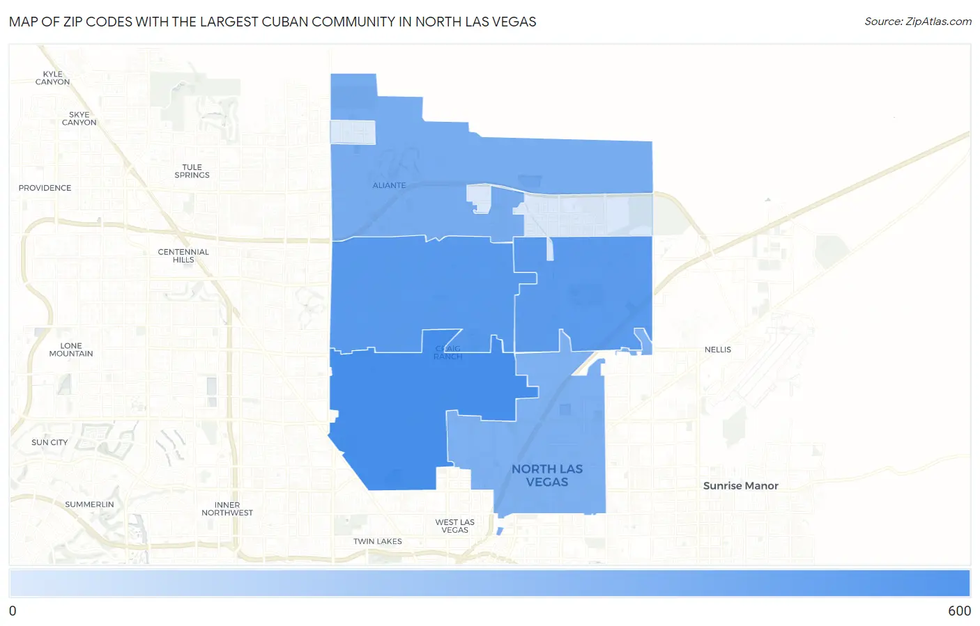 Zip Codes with the Largest Cuban Community in North Las Vegas Map