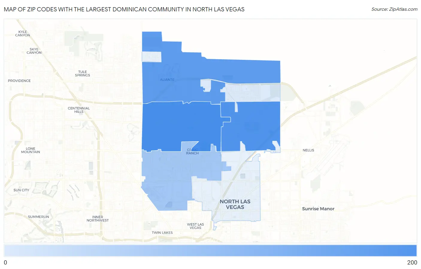 Zip Codes with the Largest Dominican Community in North Las Vegas Map