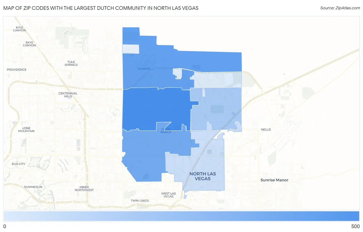 Zip Codes with the Largest Dutch Community in North Las Vegas Map