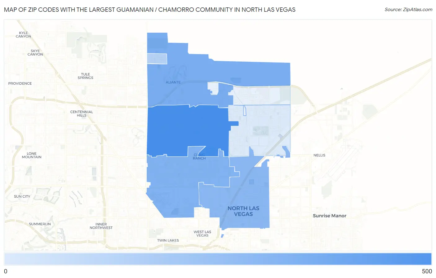 Zip Codes with the Largest Guamanian / Chamorro Community in North Las Vegas Map