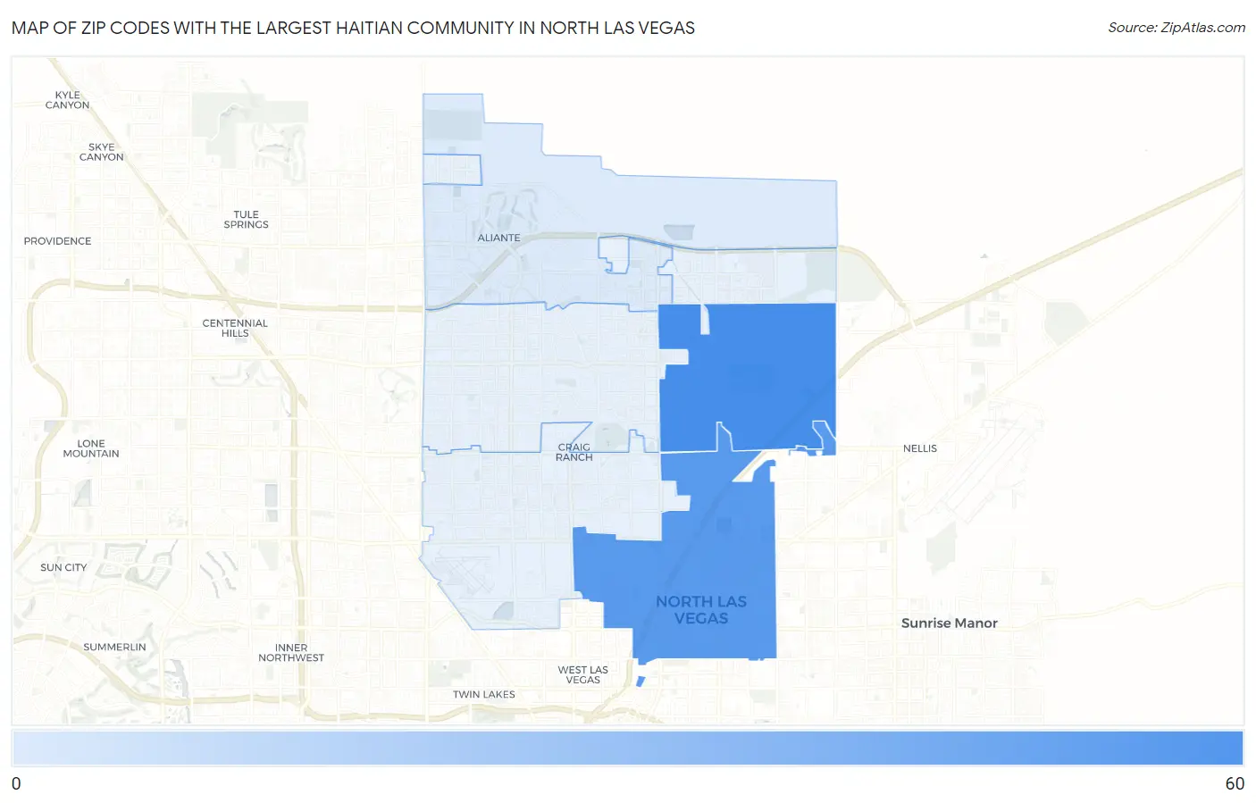 Zip Codes with the Largest Haitian Community in North Las Vegas Map