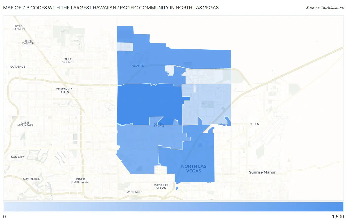 Zip Codes with the Largest Hawaiian / Pacific Community in North Las Vegas Map