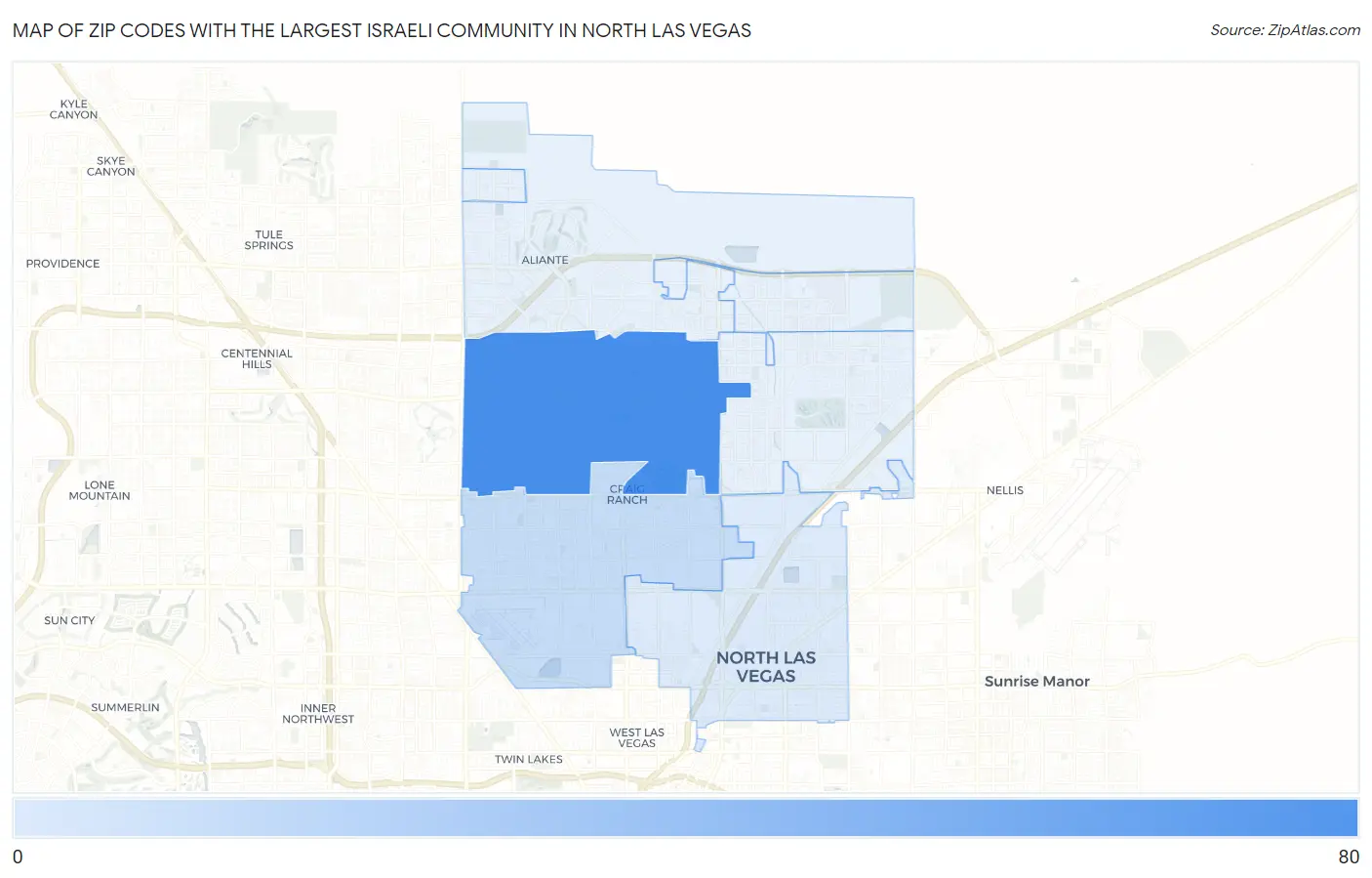 Zip Codes with the Largest Israeli Community in North Las Vegas Map