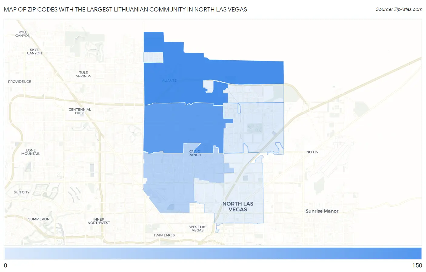 Zip Codes with the Largest Lithuanian Community in North Las Vegas Map