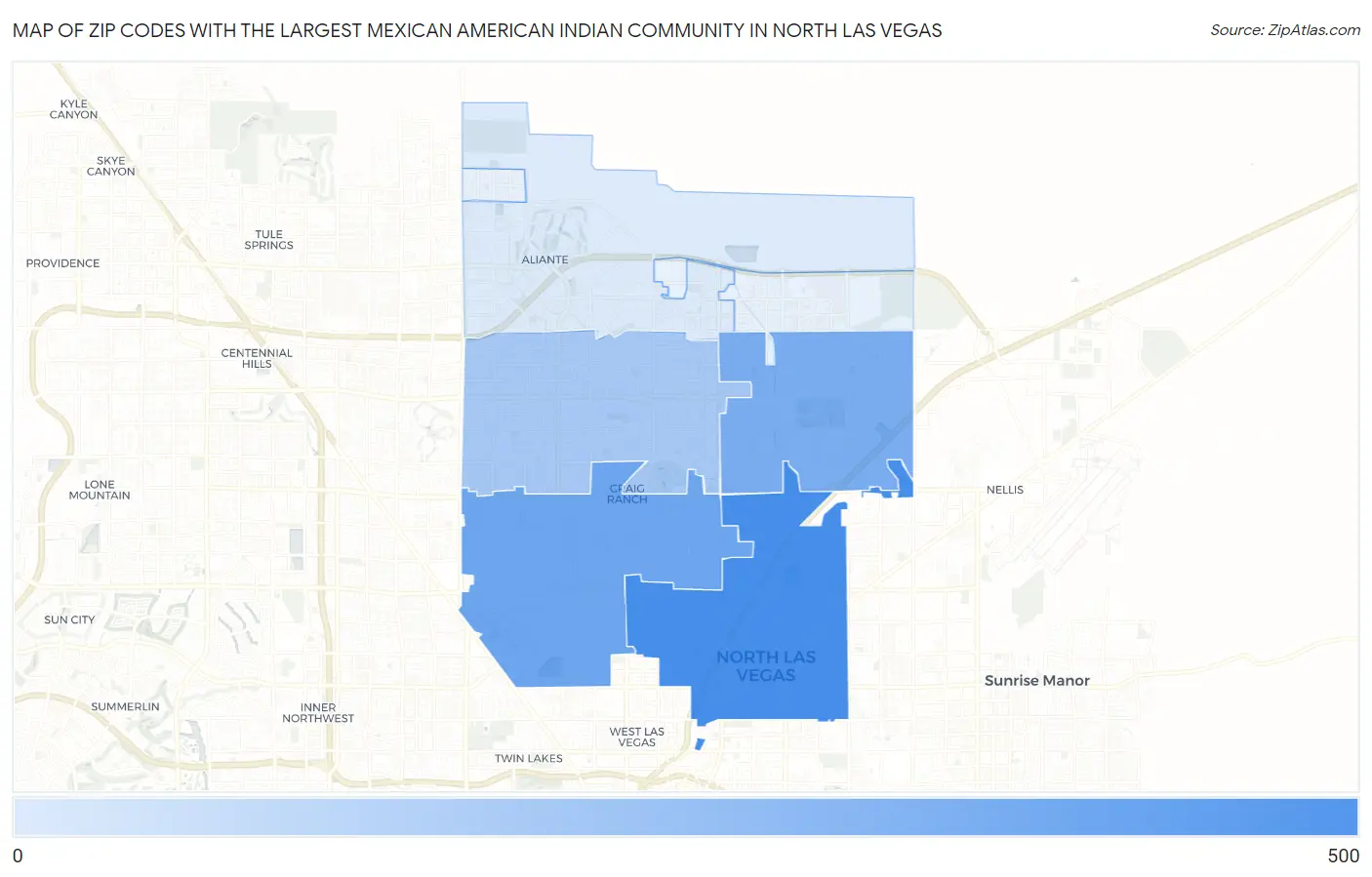Zip Codes with the Largest Mexican American Indian Community in North Las Vegas Map