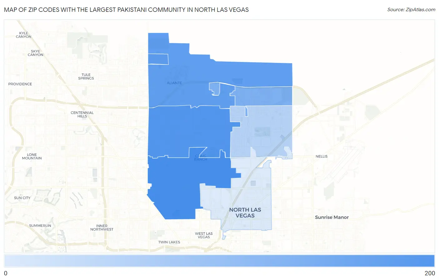 Zip Codes with the Largest Pakistani Community in North Las Vegas Map