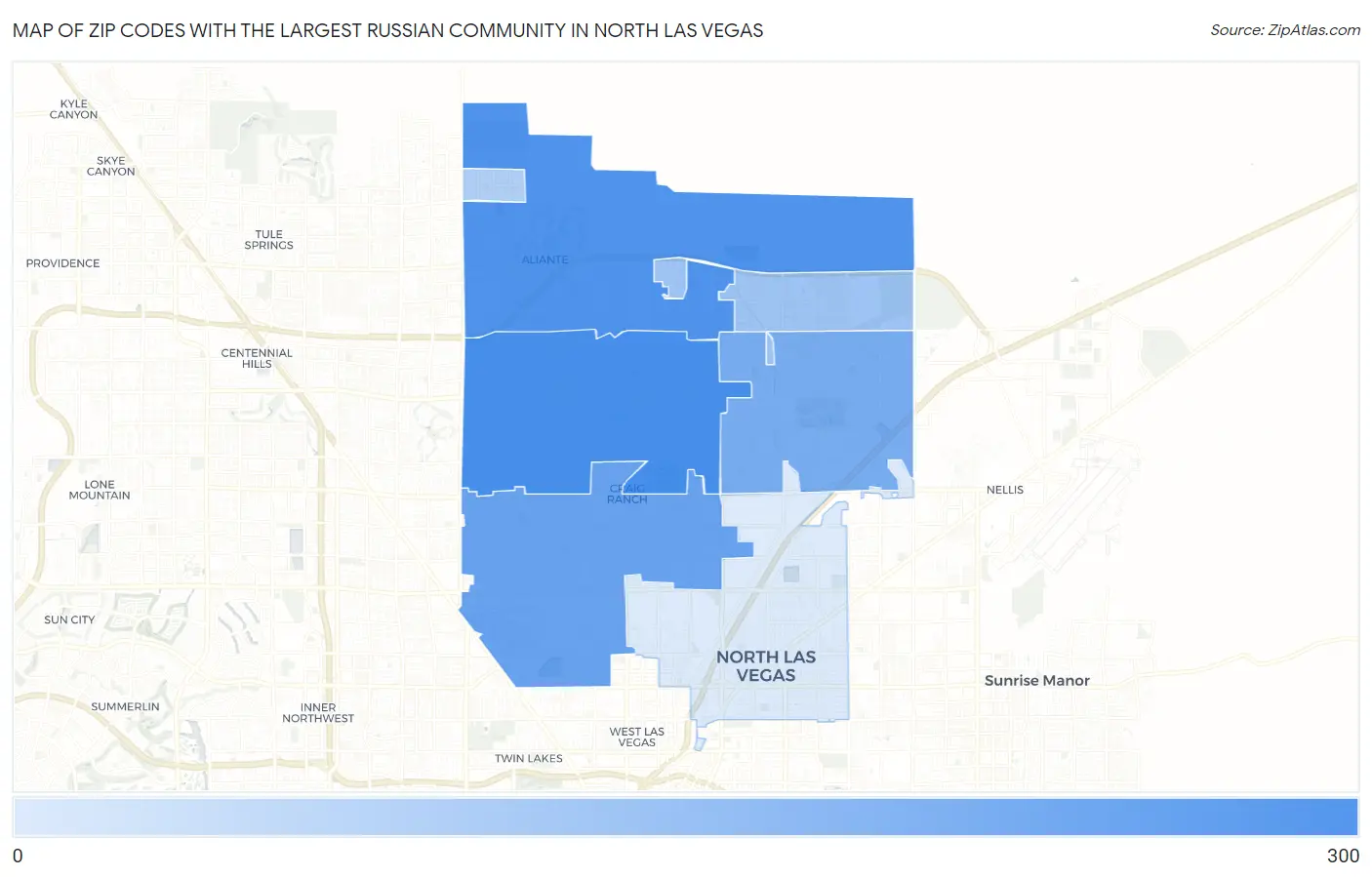 Zip Codes with the Largest Russian Community in North Las Vegas Map