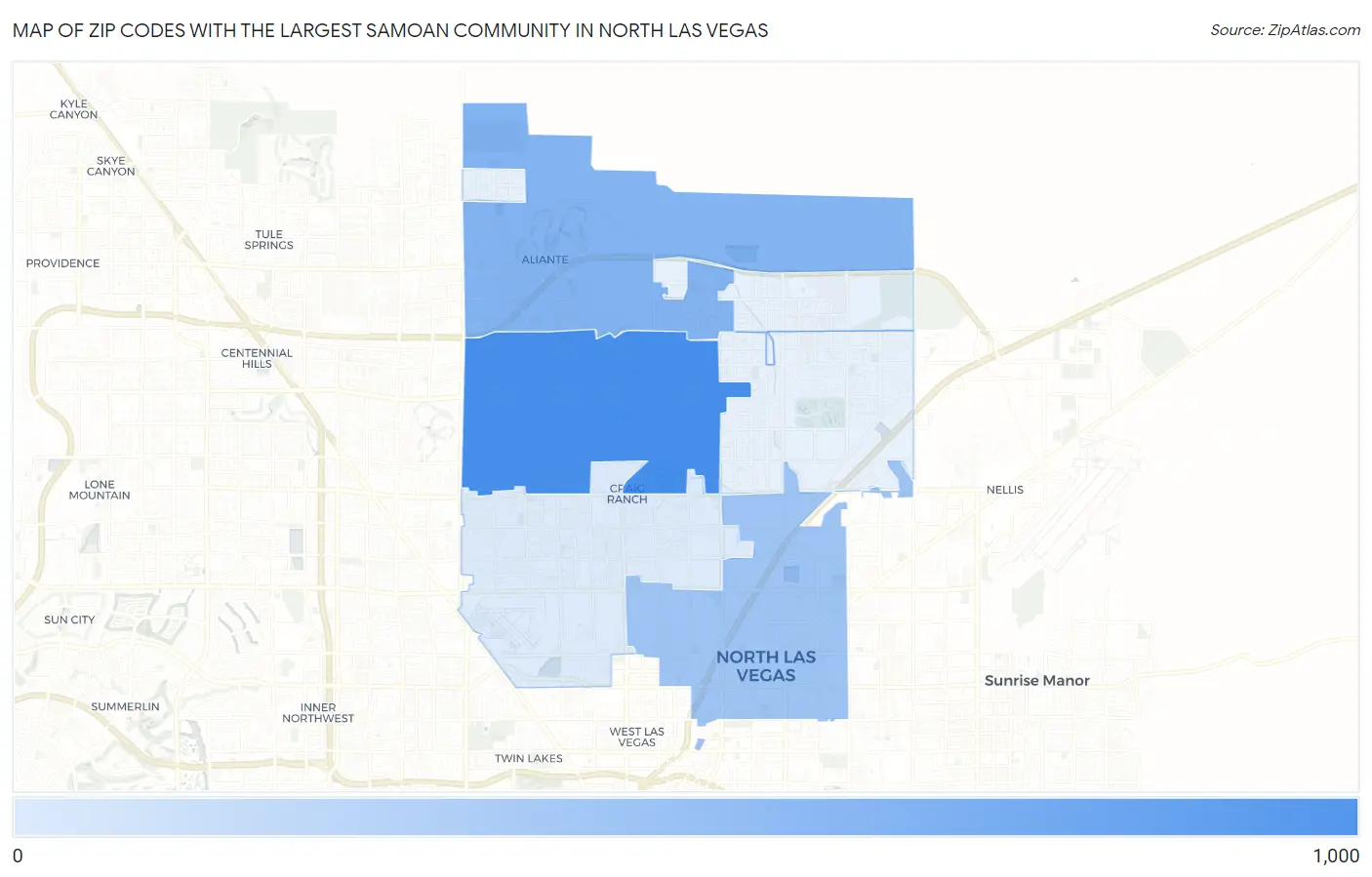 Zip Codes with the Largest Samoan Community in North Las Vegas Map