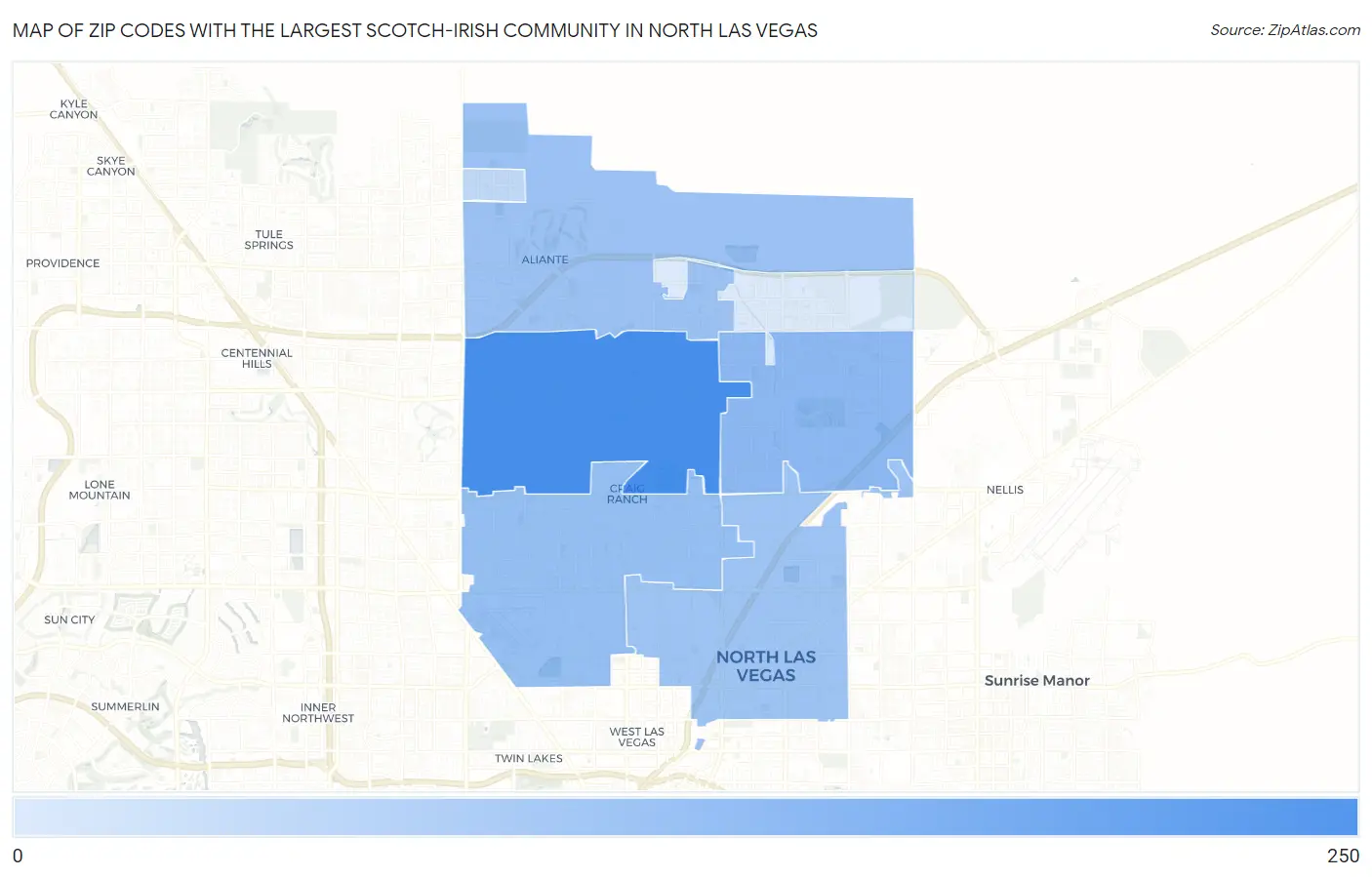 Zip Codes with the Largest Scotch-Irish Community in North Las Vegas Map