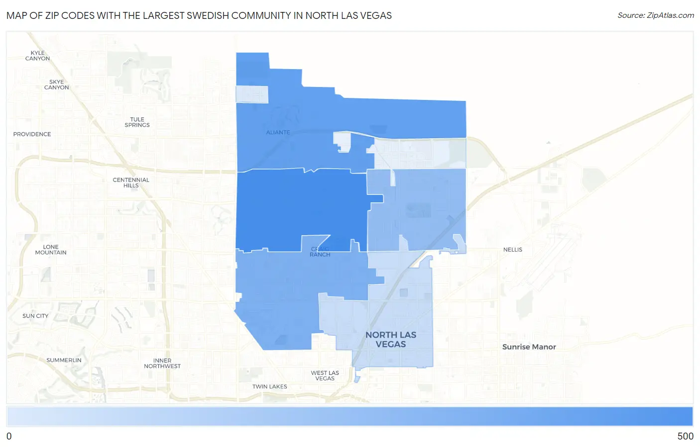 Zip Codes with the Largest Swedish Community in North Las Vegas Map