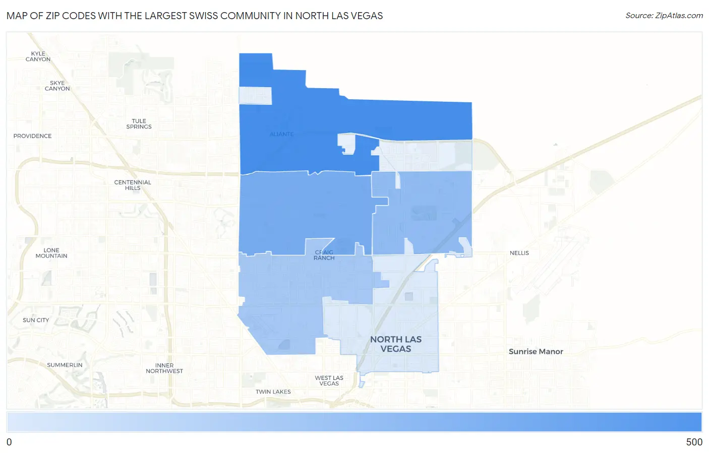 Zip Codes with the Largest Swiss Community in North Las Vegas Map