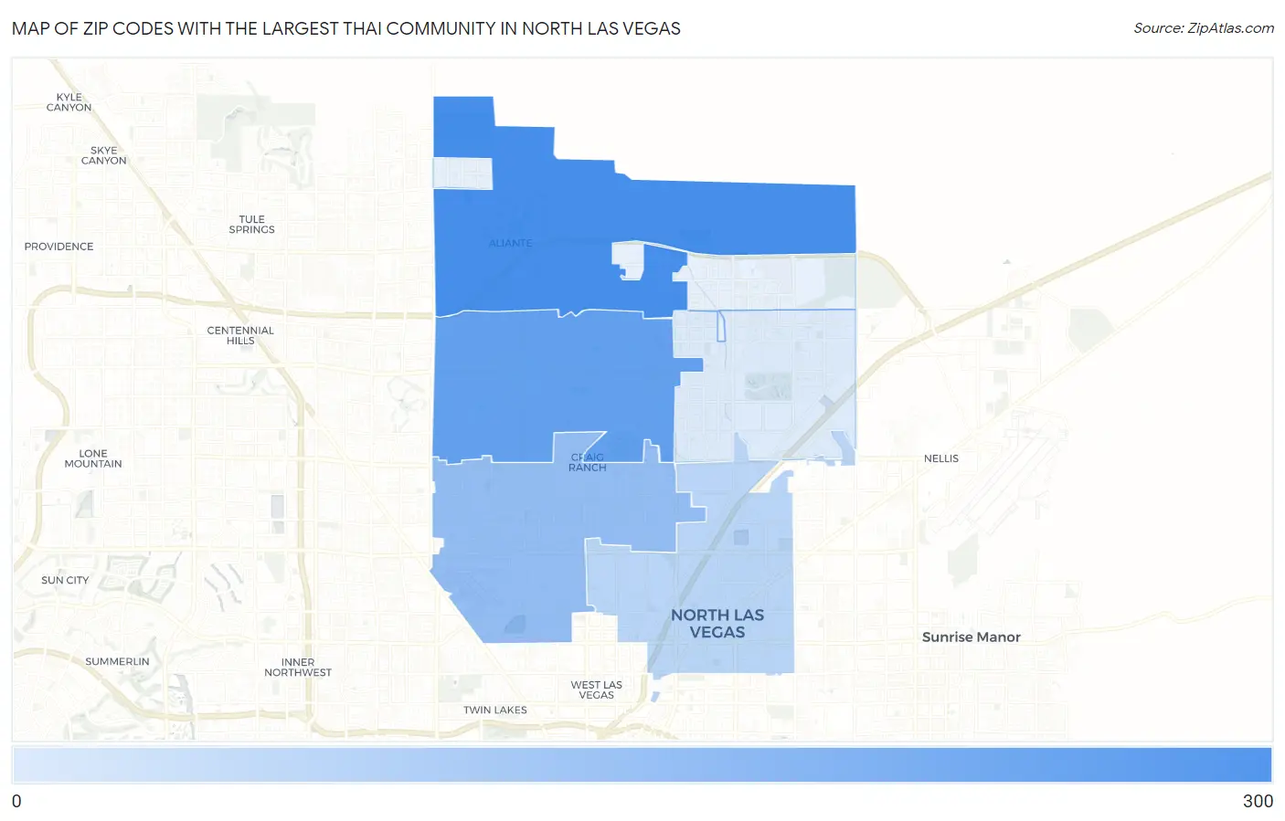 Zip Codes with the Largest Thai Community in North Las Vegas Map